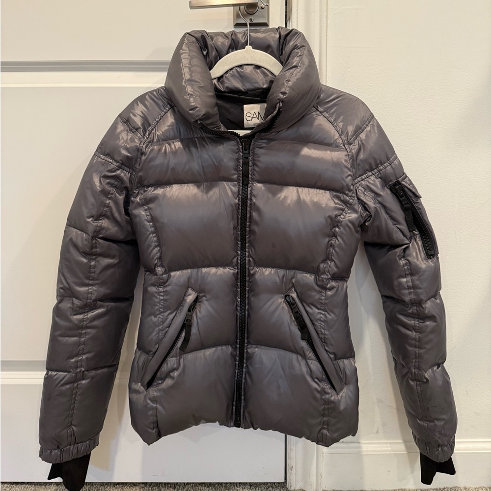 SAM. Metallic Gray Puffer Jacket